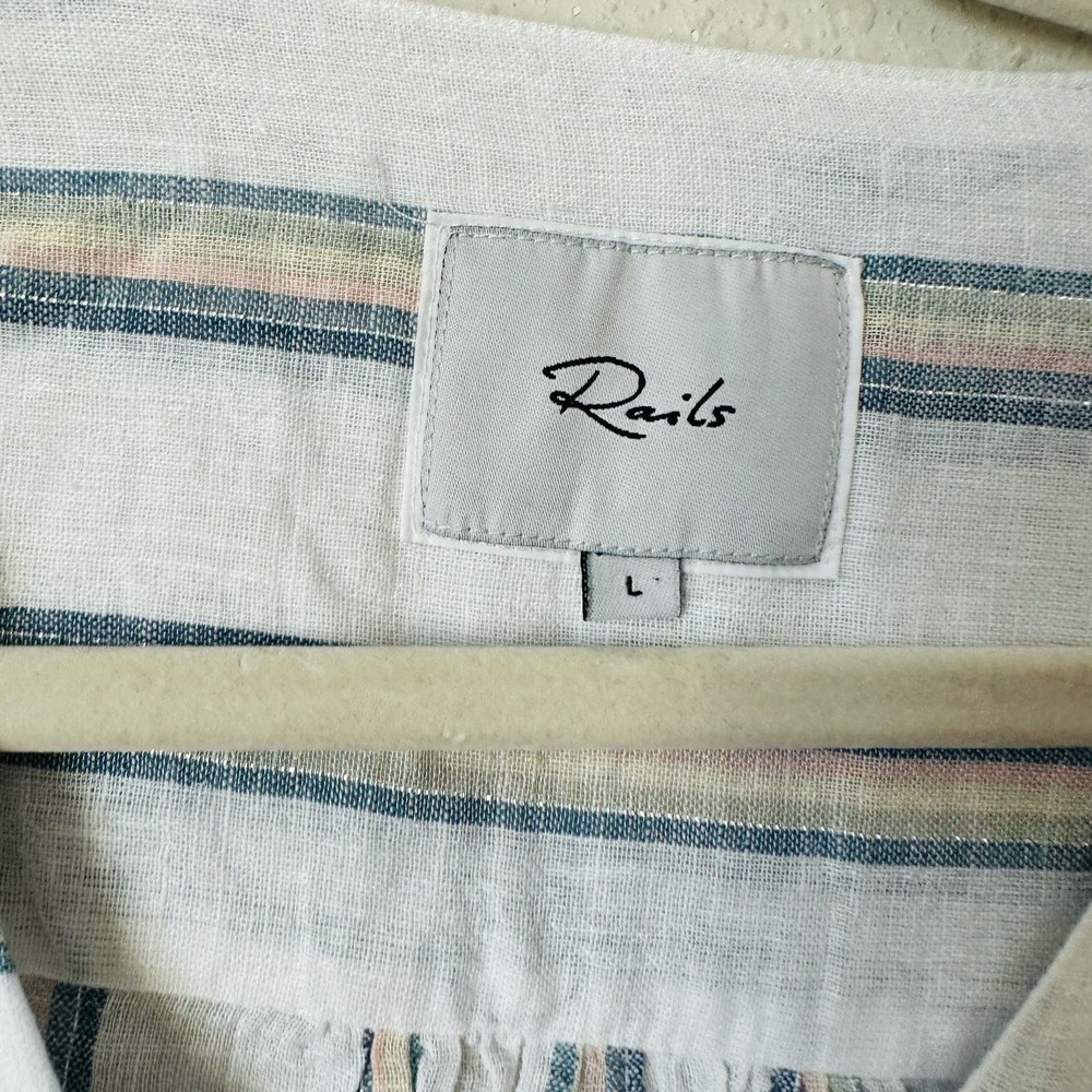 Rails Viera Boho Stripe Flutter Sleeve Blouse Sz … - image 5